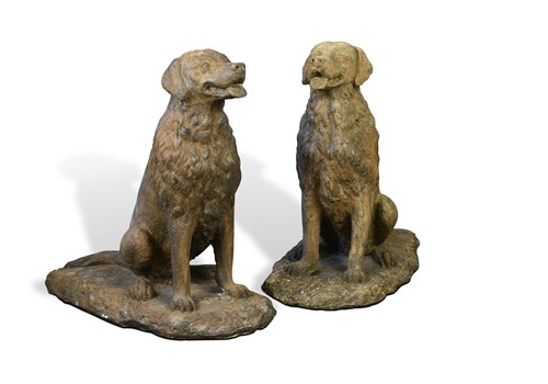 Lot 729 - A pair of cast iron resin dogs, by Christine Baxter 2017