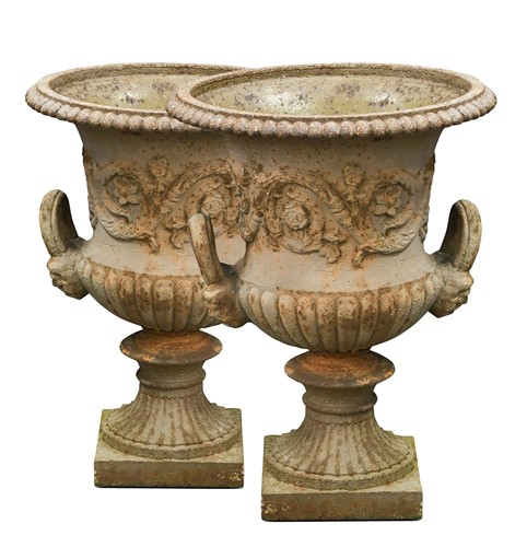 Lot 731 - A pair of cast iron pedestal vases, 19th century