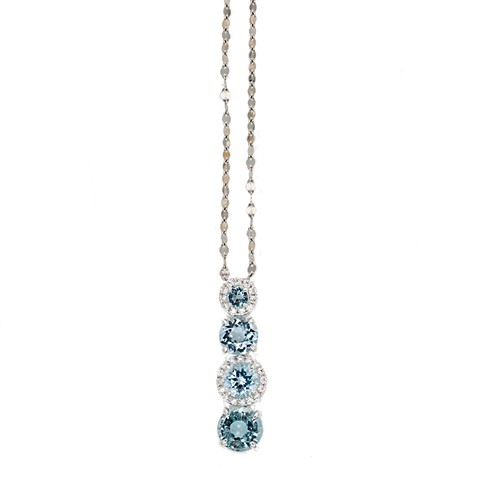 Lot 158 - An aquamarine drop pendant and chain