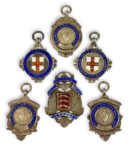 Lot 2 - Six silver and enamelled football badges -...