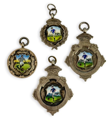 Lot 3 - Four 1920s silver and enamelled pictorial...