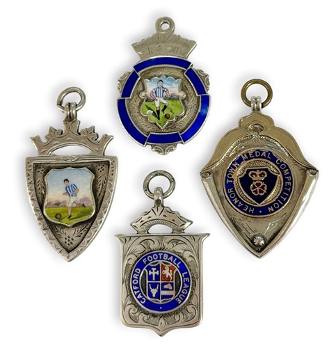 Lot 6 - Four silver and enamelled football badges or...