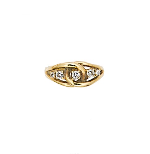 Lot 69 - A late 20th century five stone diamond ring