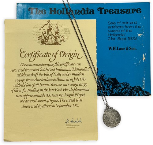 Lot 12 - A Hollandia Shipwreck (1743) pendant-mounted...