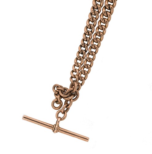 Lot 235 - A 9ct gold curb link watch chain with 'T' bar
