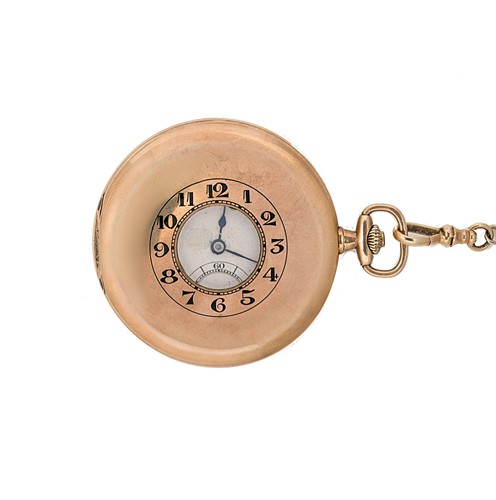 Lot 241 - A 9ct gold half hunter pocket watch and chain