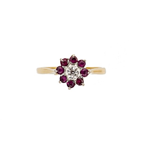 Lot 141 - An 18ct gold ruby and diamond cluster ring