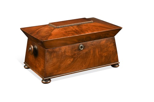 Lot 542 - A William IV mahogany sarcophagus tea caddy
