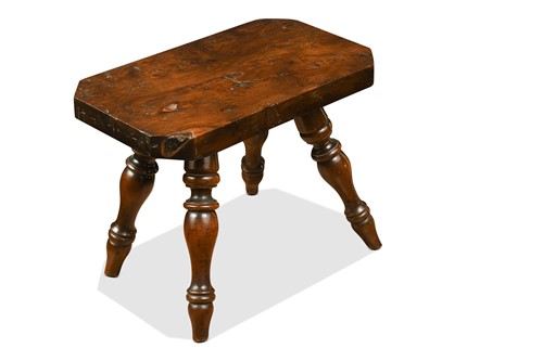 Lot 303 - A miniature yew wood stool, 19th century