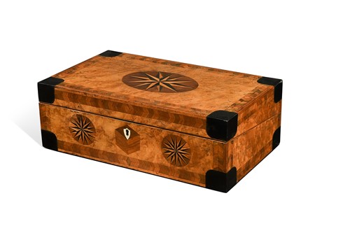 Lot 665 - A Victorian inlaid and crossbanded maple writing box