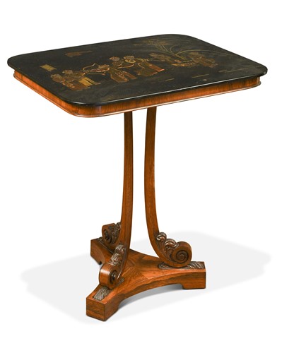 Lot 584 - A Chinoiserie top rosewood occasional table, early 19th century
