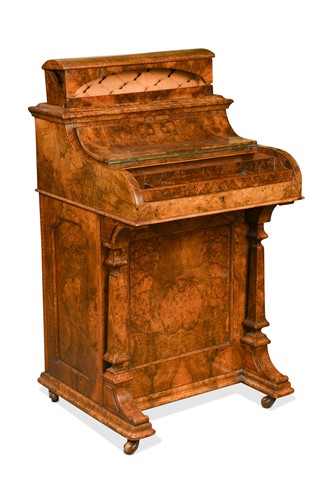 Lot 721 - A Victorian figured walnut piano top Davenport