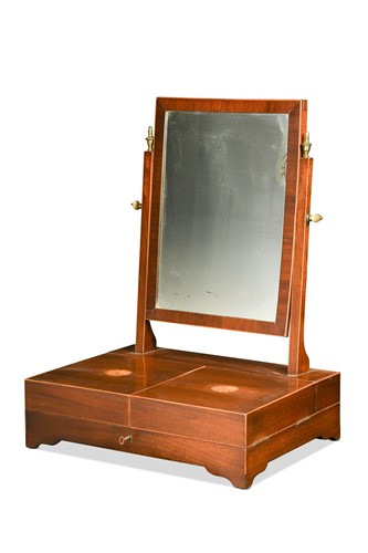 Lot 597 - An inlaid mahogany toilet mirror, 19th century