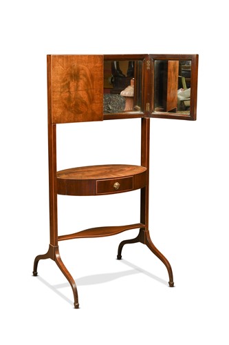 Lot 580 - An unusual mahogany upright dressing mirror and stand, late 18h century