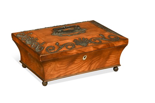 Lot 611 - A French satinwood work box, 19th century