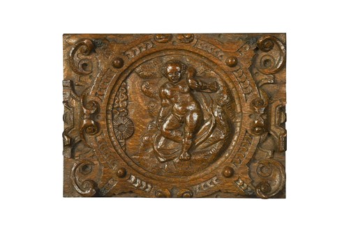 Lot 306 - A relief carved oak panel, possibly Flemish 17th century
