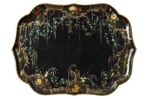 Lot 583 - A papier-mâché tray by Jennens and Bettridge, circa 1850