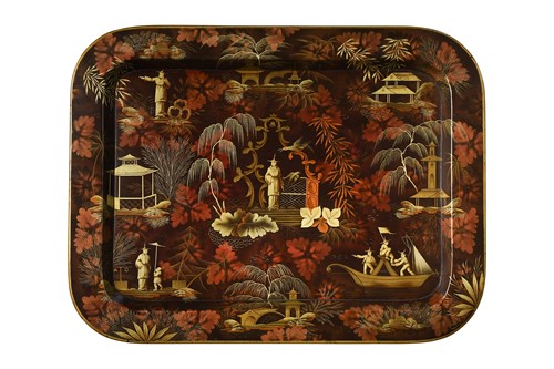 Lot 633 - A Regency Chinoiserie-decorated papier-mâché tray
