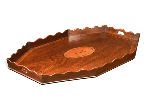 Lot 442 - An octagonal mahogany tray, 19th century