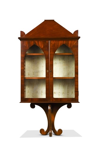 Lot 404 - A glazed mahogany two door wall cabinet, 19th century