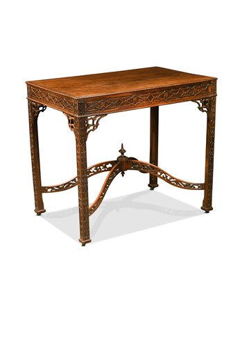Lot 421 - A George III mahogany fretwork silver table