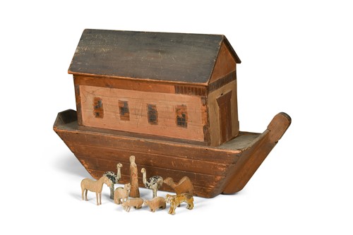 Lot 383 - A wooden Noah's Ark model, possibly German, 19th century