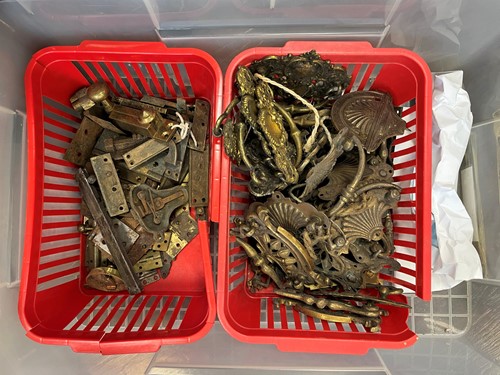 Lot 530 - Boxes of metal oddments for furniture...