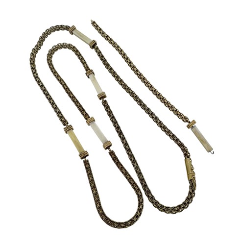 Lot 44 - A rope style chain with ivory spacers, length...