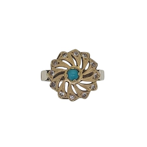 Lot 63 - A turquoise and white stone dress ring, size...