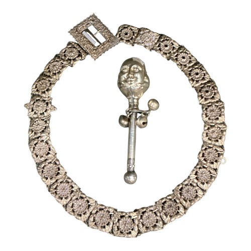 Lot 284 - A silver filigree belt and Victorian-style...