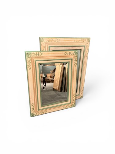Lot 757 - Two mirrors with white and green painted...