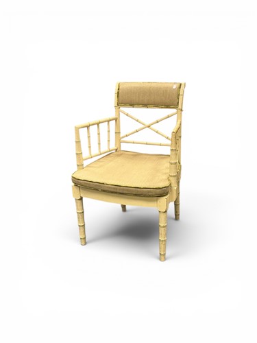 Lot 609 - A faux bamboo painted chair with x back and...