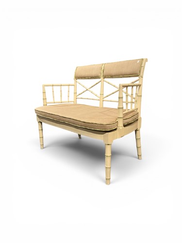 Lot 608 - A faux bamboo painted bedroom settee with x...