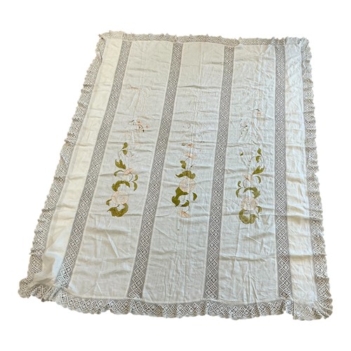 Lot 127 - An embroidered bed cover or cloth, with poetic...