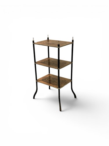 Lot 585 - A Continental three tier etagere, the inlaid...