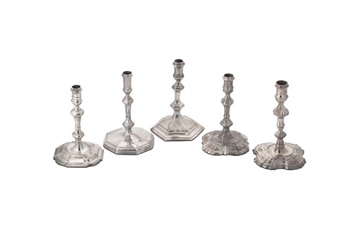 Lot 456 - Five miniature continental taper sticks