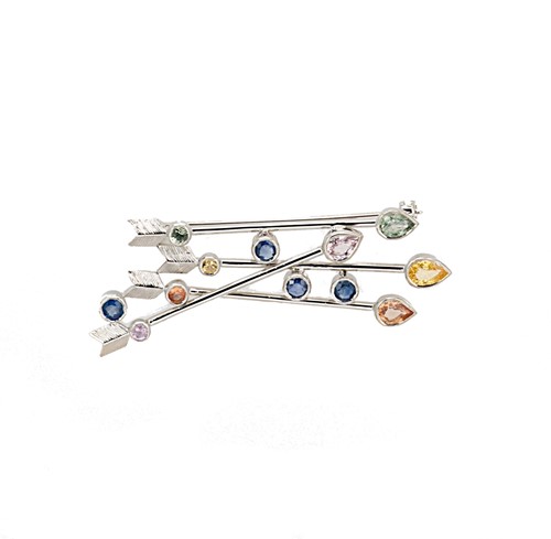Lot 84 - Robinson Pelham -A multi colour sapphire arrow brooch