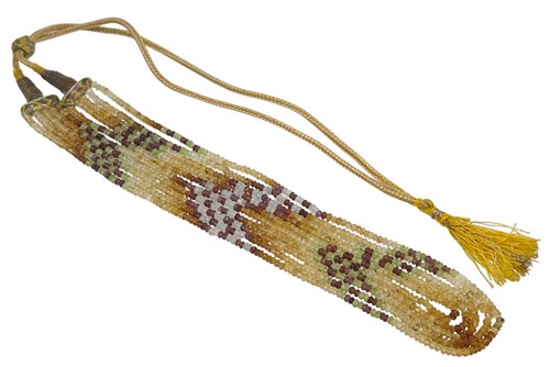 Lot 67 - A five strand multi colour sapphire bead...