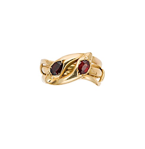 Lot 63 - An 18ct gold Edwardian coiled serpent ring