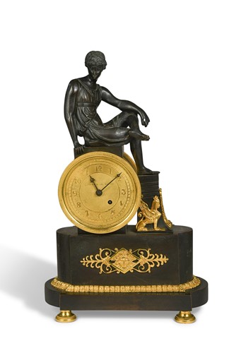 Lot 501 - An Empire style bronze and ormolu mantel timepiece circa 1870