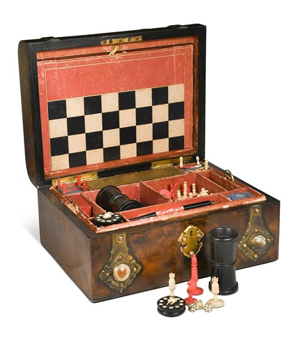 Lot 454 - A Victorian brass-bound walnut games compendium by M. A. Ellett, Plymouth