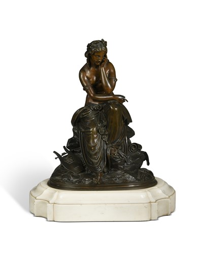 Lot 596 - Pierre Alfred Robinet (French, 1814-1878), Seated Muse