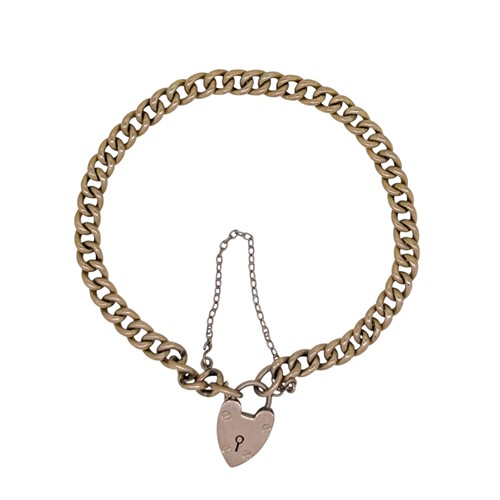 Lot 17 - A curb link bracelet with a padlock clasp,...