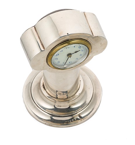Lot 291 - An Art Nouveau silver case mantel timepiece