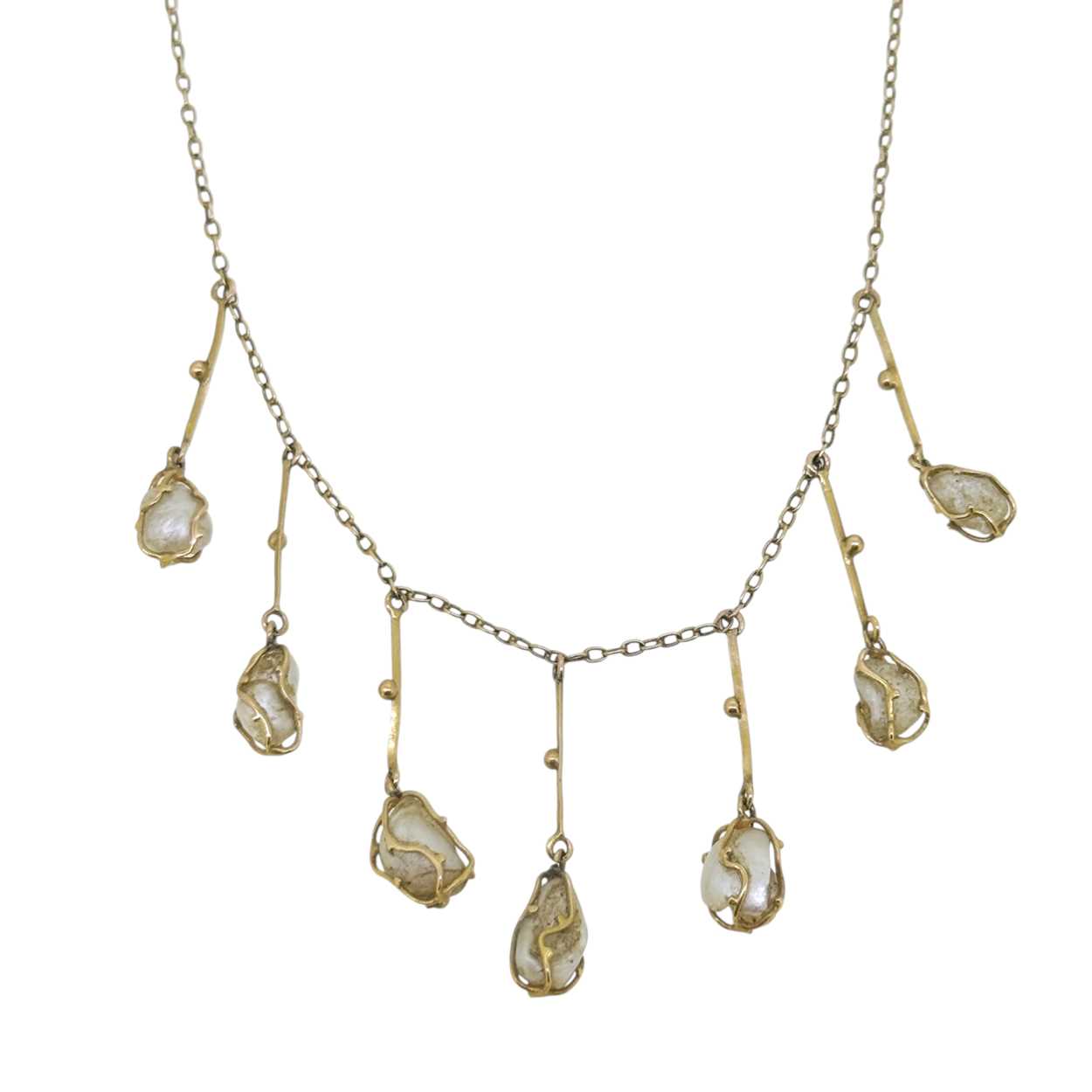 Lot 6 - A cultured baroque pearl fringe necklace,...