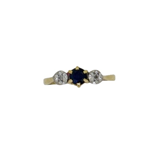 Lot 7 - A sapphire and diamond three stone ring, size...
