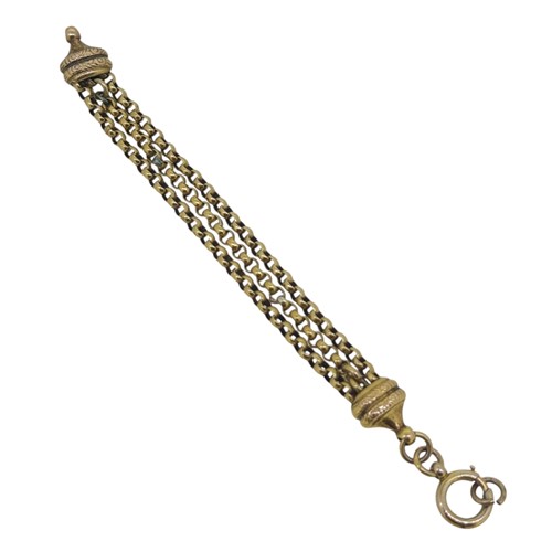 Lot 9 - A triple row belcher link bracelet, unmarked,...
