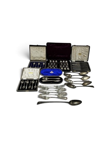 Lot 279 - Miscellaneous silver flatware, to include...