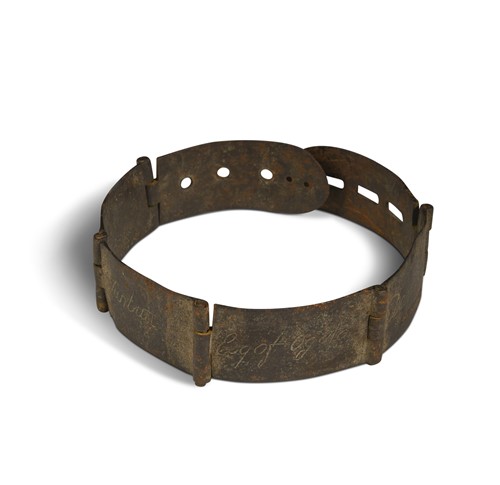 Lot 707 - An articulated iron dog collar, 18th century