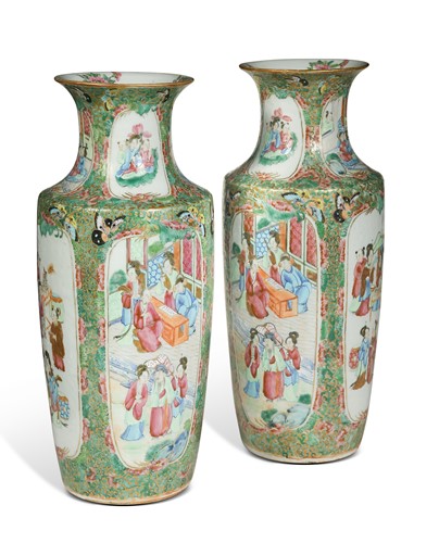 Lot 39 - A pair of Cantonese porcelain vases, Qing Dynasty, circa 1890